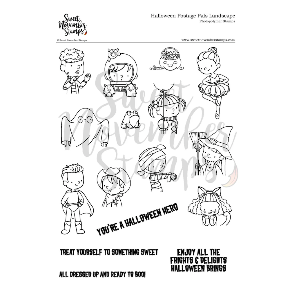 Sweet November Stamps Halloween Postage Pals Landscape Clear Stamp Set sns-pl-hw-25