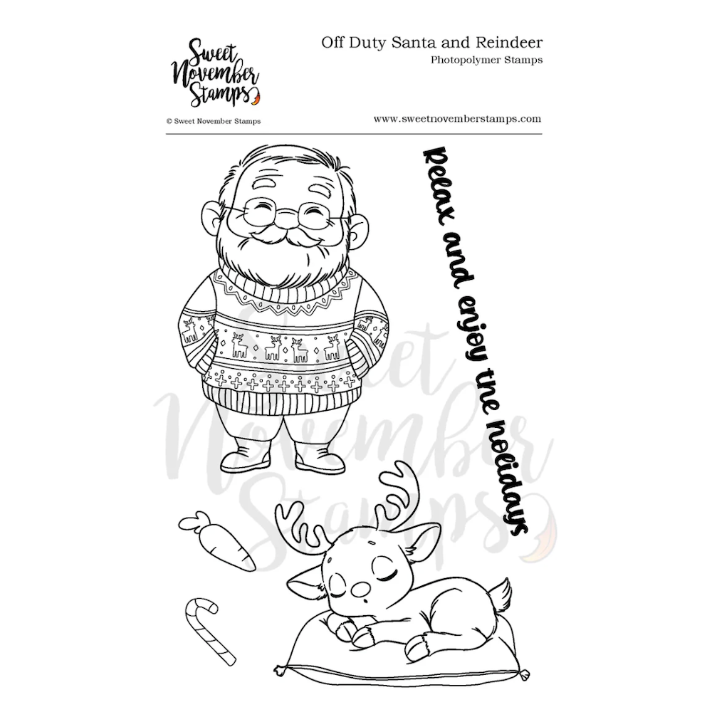 Sweet November Stamps Off Duty Santa and Reindeer Clear Stamp Set sns-od-wn-25