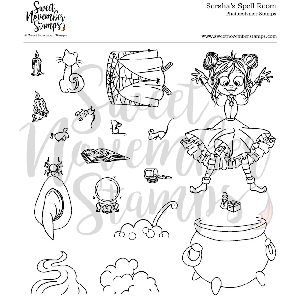 Sweet November Stamps Sorsha's Spell Room Clear Stamp Set sns-hw-sp-24