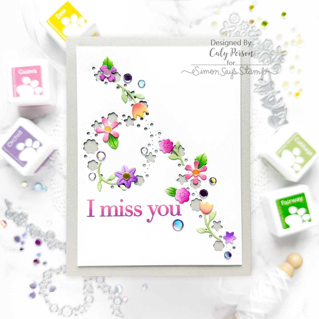 Simon Says Stamp Sweet Tiny Flowers Wafer Dies s1005 You Are My Favorite Miss You Card | color-code:ALT08