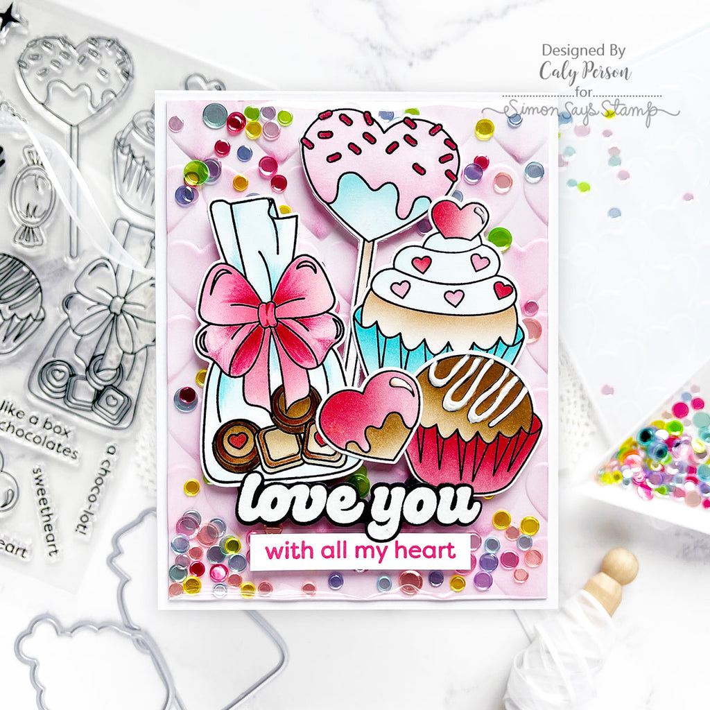 Simon Says Stamp Set of 4 Stencils Sweet Treats 1070stc To Be Loved Love Card | color-code:ALT01