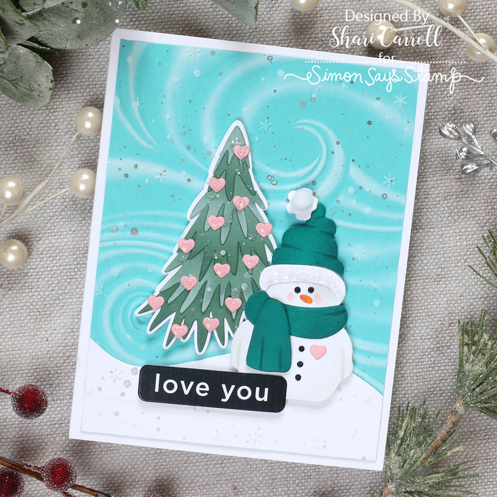 Simon Says Stamp Embossing Folder Swirling Snowbreeze sf564 Heart to Heart Love Card