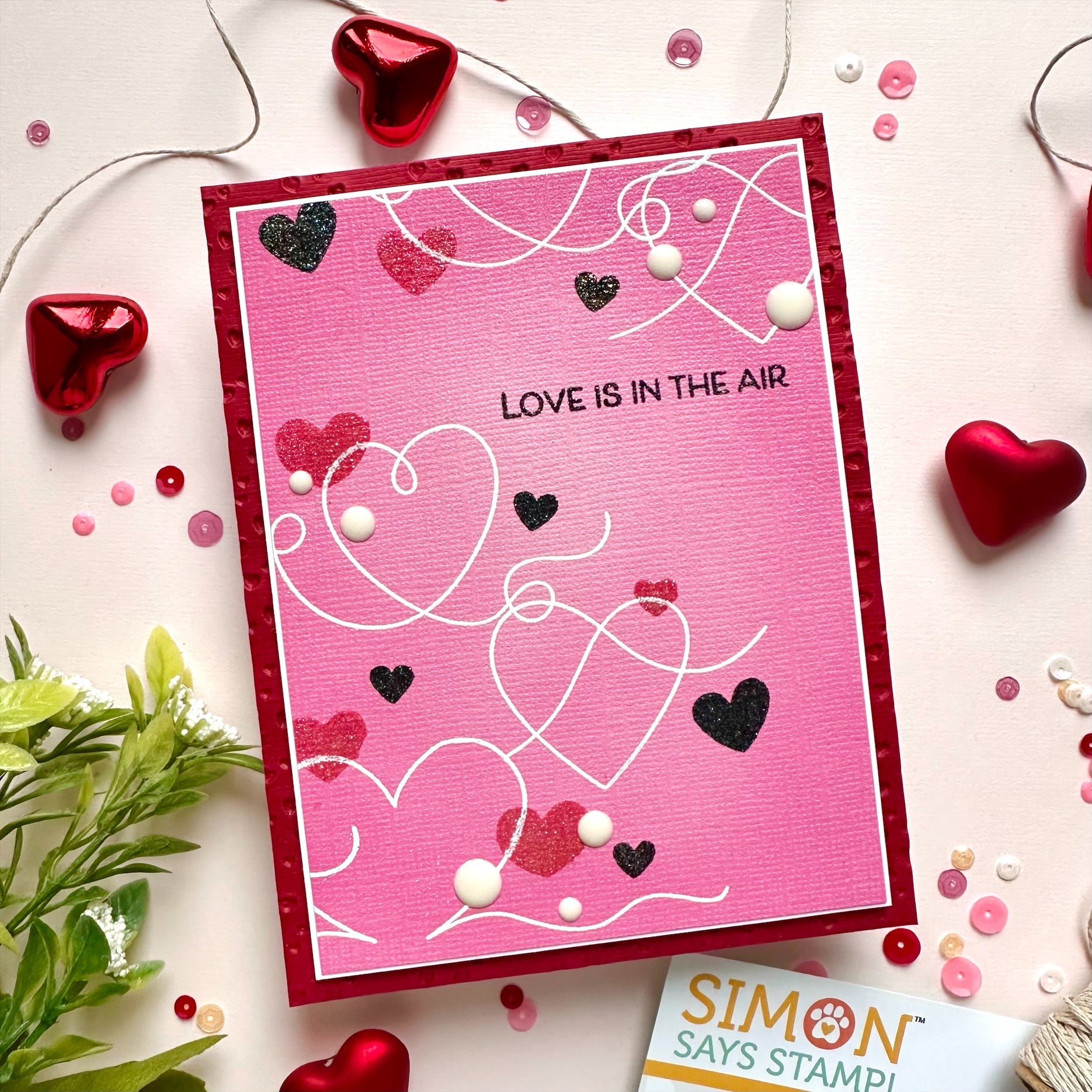 Simon Says Stamps and Dies Swirly Hearts set916sh To Be Loved Love Card