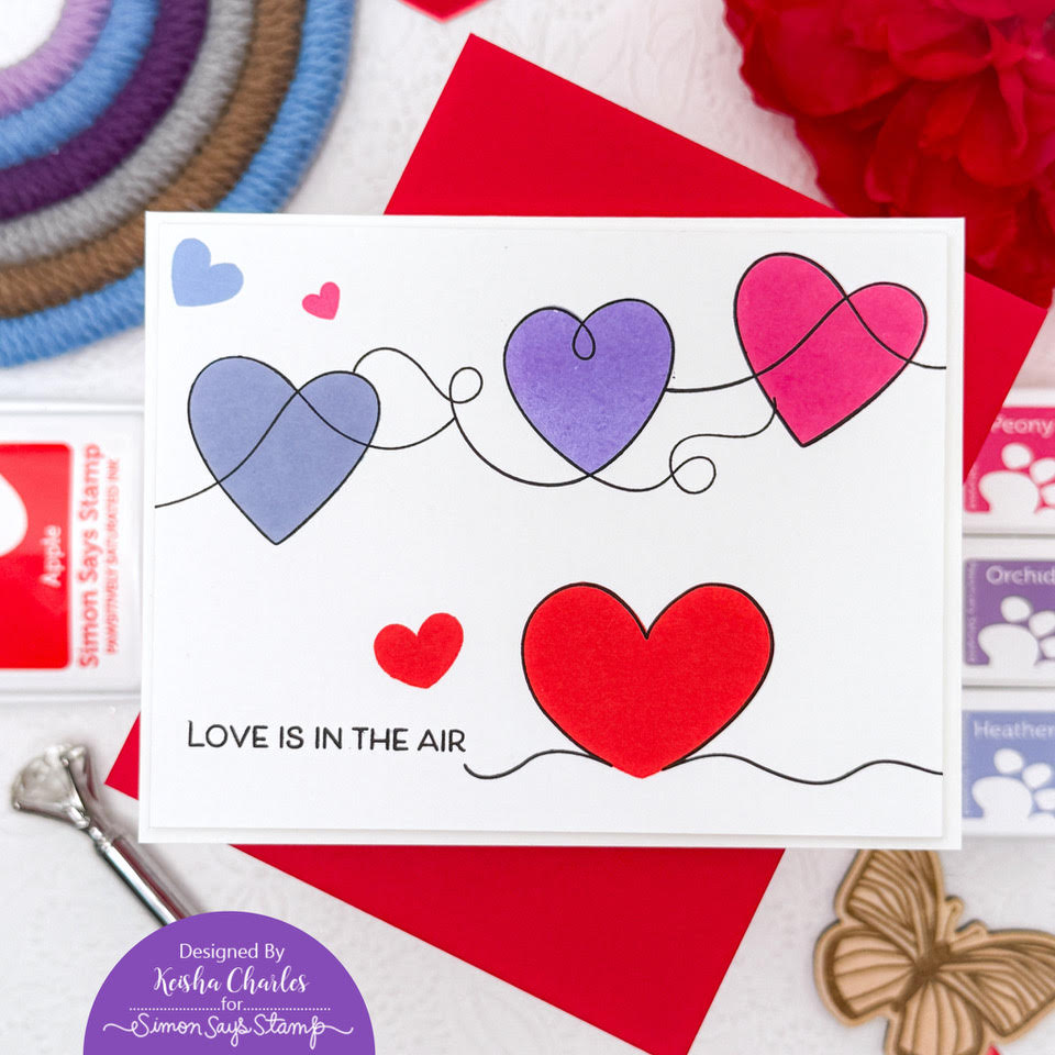 Simon Says Stamps and Dies Swirly Hearts set916sh To Be Loved Love Card