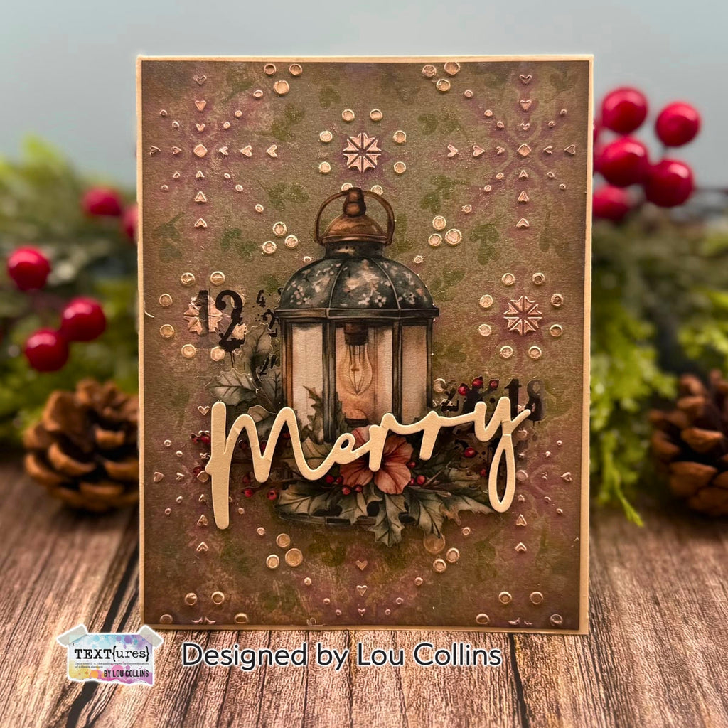 TEXT{ures} Festive Words Die Set texcd0007 lamp light merry card lou collins