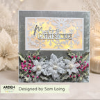 TEXT{ures} Layered Poinsettias Die Set texcd0004 berries and leaves snowflakes christmas card sam laing