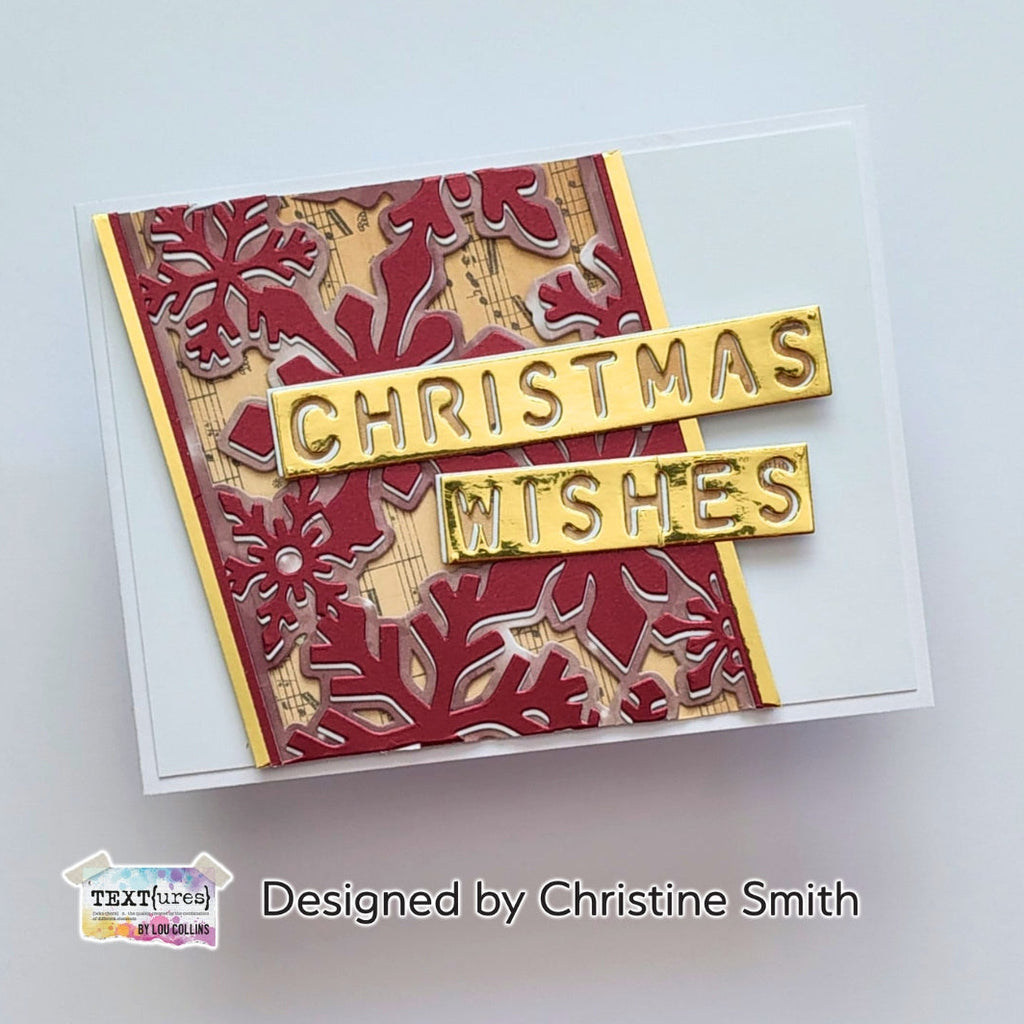 TEXT{ures} Layered Snowflake Panel Die Set texcd0006 gold trim christmas wishes card christine smith
