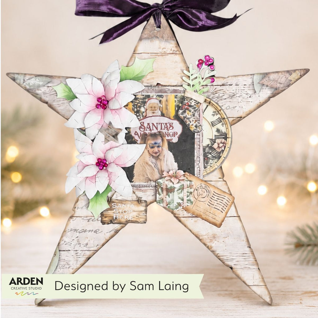 TEXT{ures} Winter Foliage Die Set texcd0005 pink flowers present letter star card sam laing