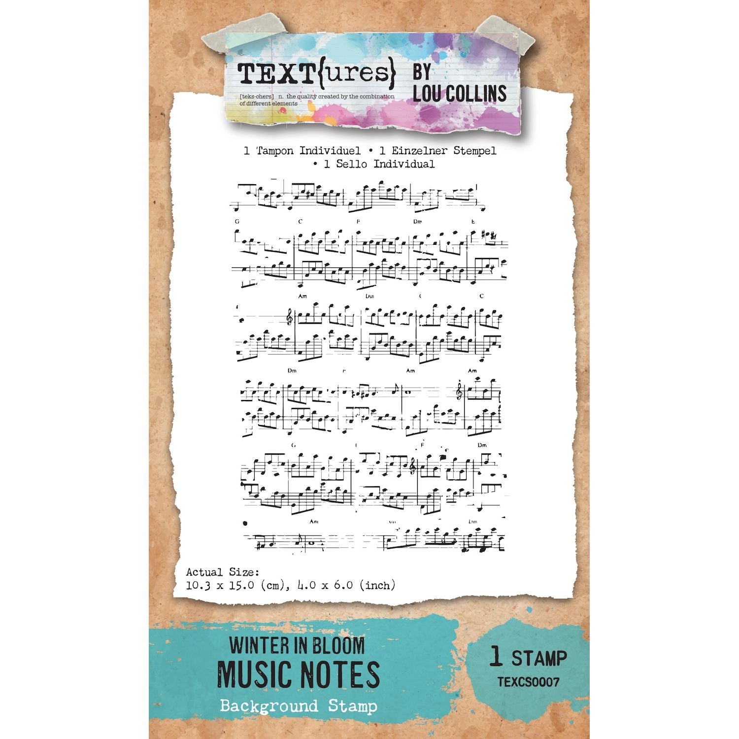TEXT{ures} Winter in Bloom Music Notes Background Stamp texcs0007