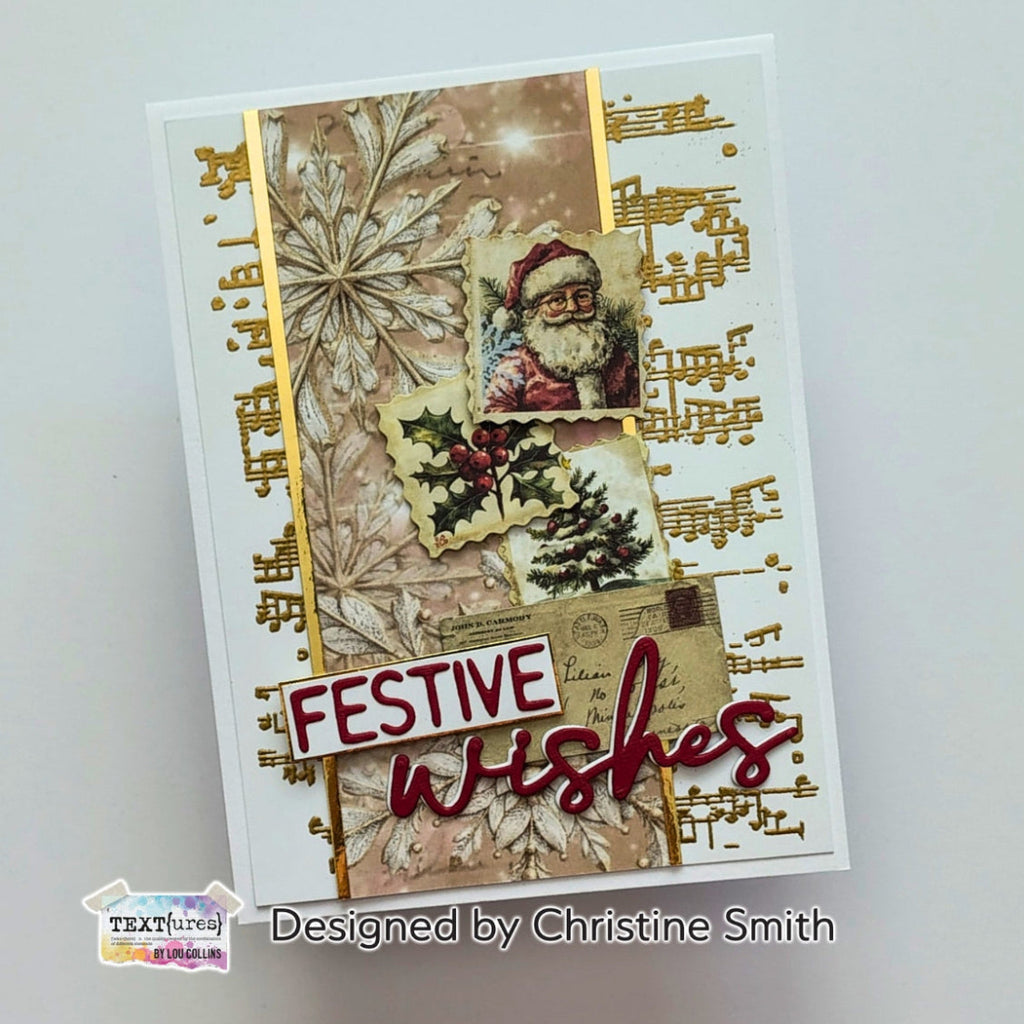 TEXT{ures} Winter in Bloom Music Notes Background Stamp texcs0007 santa claus letter festive wishes card christine smith