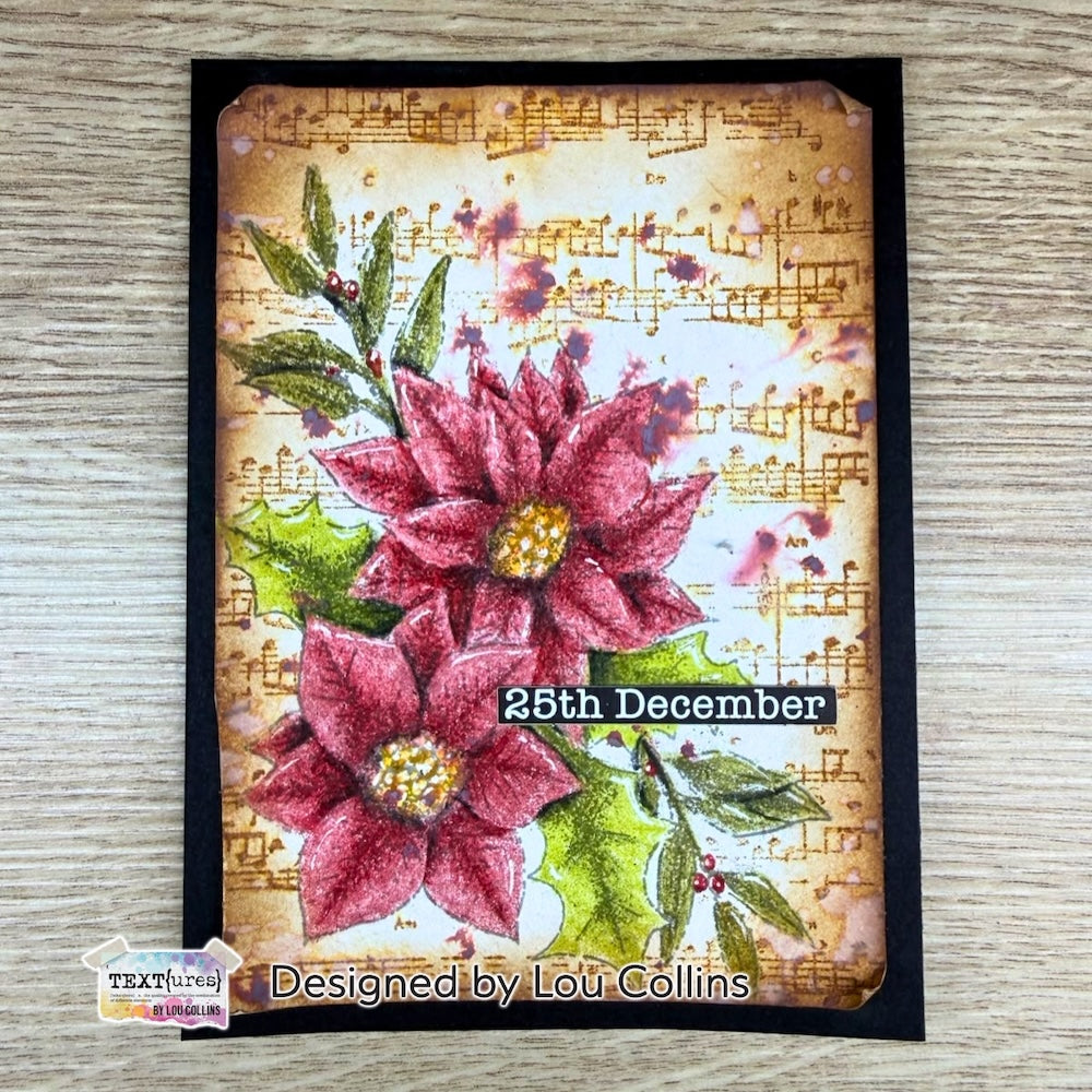 TEXT{ures} Winter in Bloom Music Sheets 5x7 Paper Pack texpp0006 red flowers music notes card december card lou collins