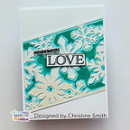 TEXT{ures} Winter in Bloom Poinsettias and Greetings Clear Stamps texcs0006 green background snowflakes christmas love card christine smith 