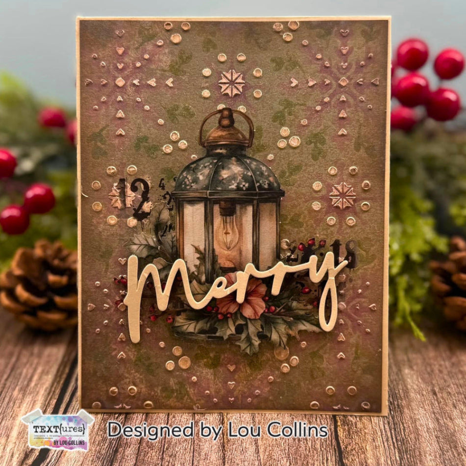 TEXT{ures} Winter in Bloom Poinsettias and Snowflakes 6x8 Rub On Transfer Set texro0003 light lamp merry card lou collins