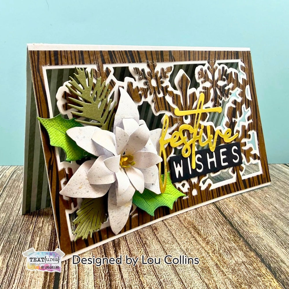 TEXT{ures} Winter in Bloom Woodgrain Kiss Cut Tape texct0003 snowflake outlines festive wishes card lou collins
