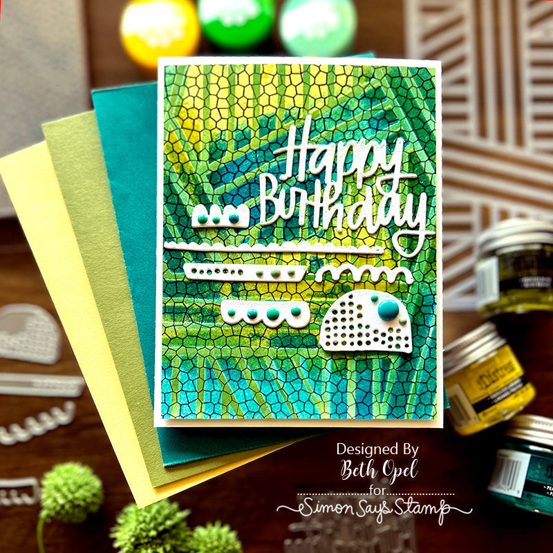 Tim Holtz Distress Embossing Glaze Set Of 12 Ranger ranger168 Beth Opel Happy Birthday Card