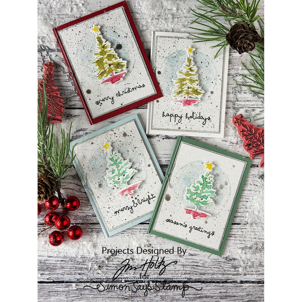 Tim Holtz Scribbly Christmas Stamps with Simon Says Stamp Dies Bundle setsc25 Christmas Cards