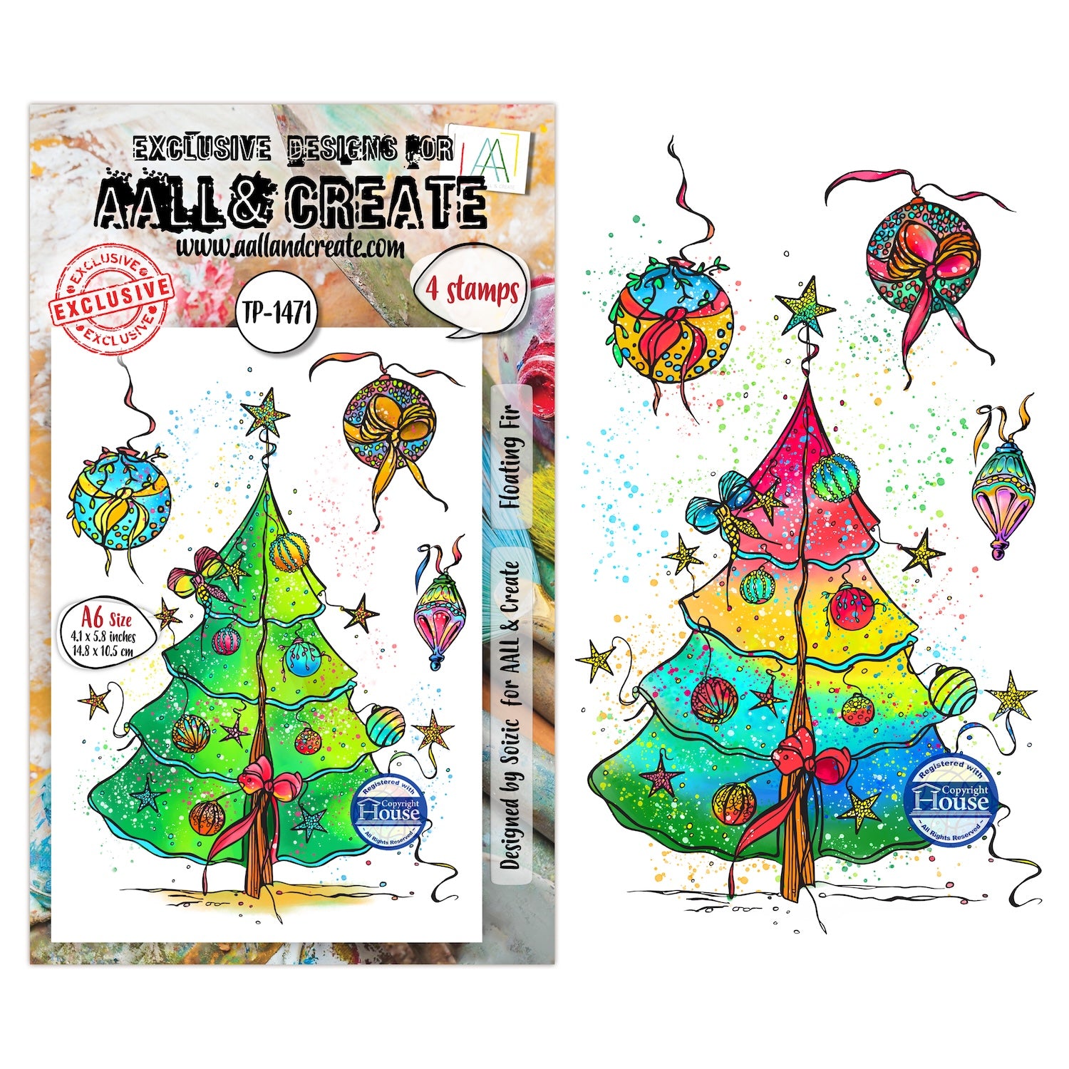 AALL & Create Floating Fir A6 Clear Stamp Set 1471