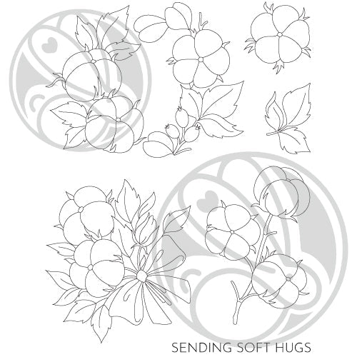 The Rabbit Hole Designs Soft Hugs Cotton Flower Clear Stamps TRH-216