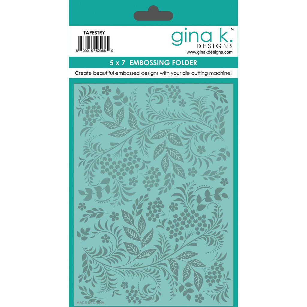 Gina K Designs TAPESTRY 5x7 Inch Embossing Folder eft