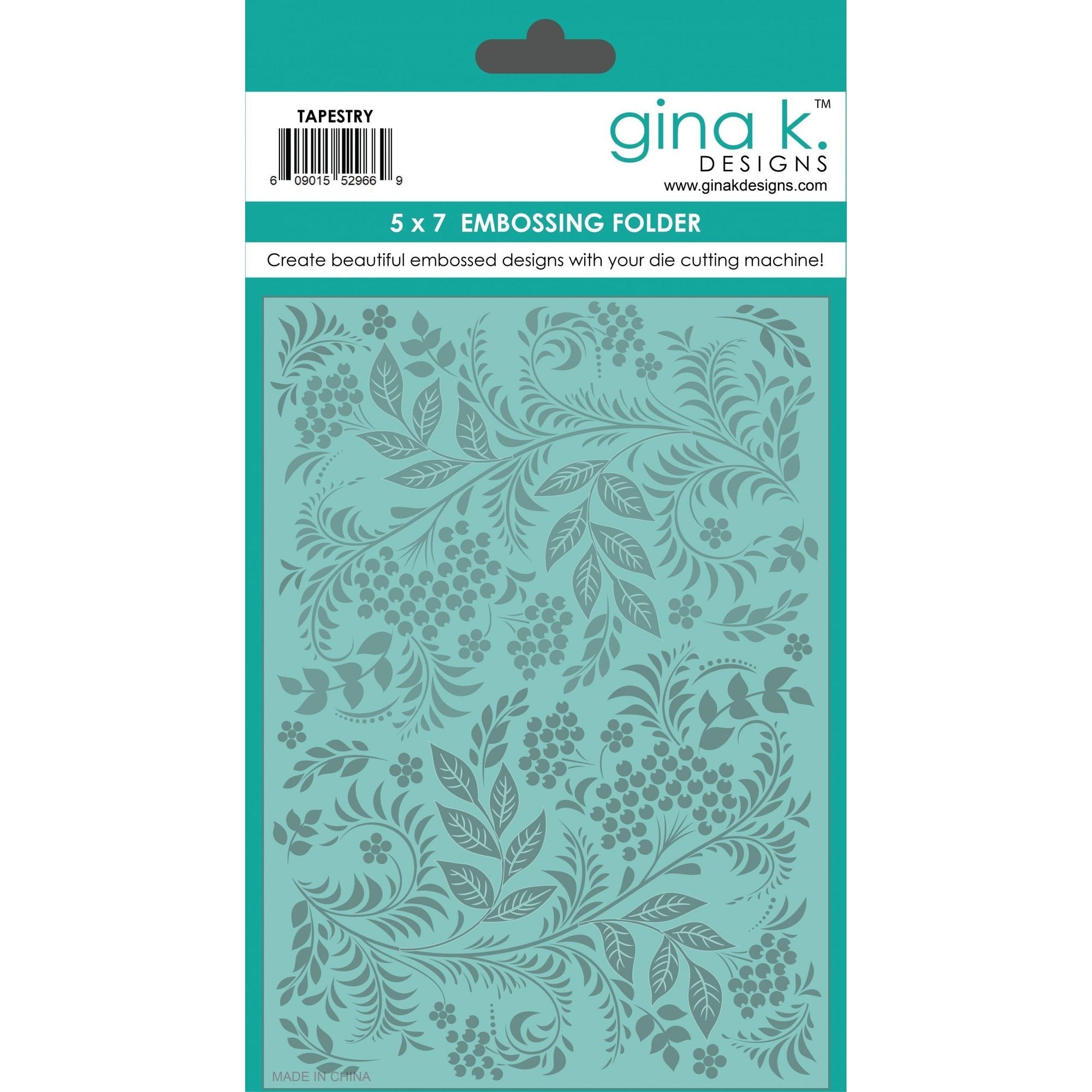 Gina K Designs TAPESTRY 5x7 Inch Embossing Folder eft