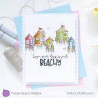 Purple Onion Designs Cabana Row Cling Stamp pod1325 Rainbow Colored Beach Card