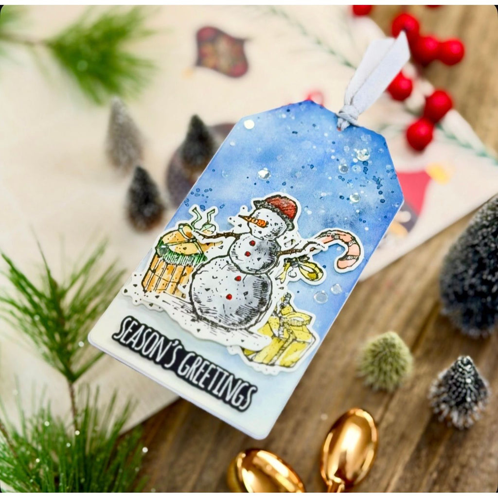Tim Holtz Tattered Christmas Stamps with Simon Says Stamp Dies Bundle settc25 Christmas Tag