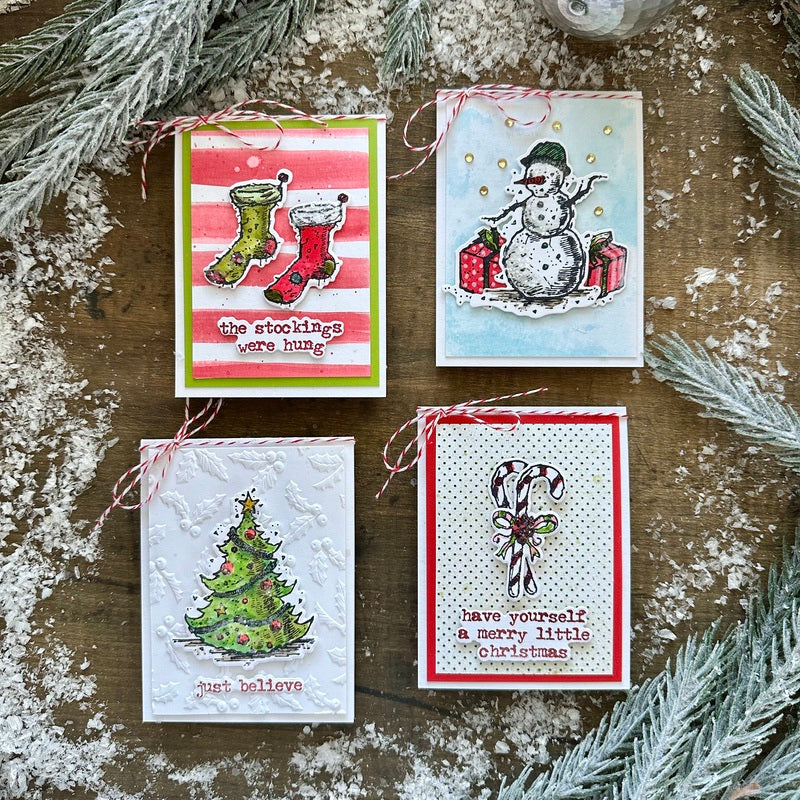 Tim Holtz Tattered Christmas Stamps with Simon Says Stamp Dies Bundle settc25 Christmas Cards