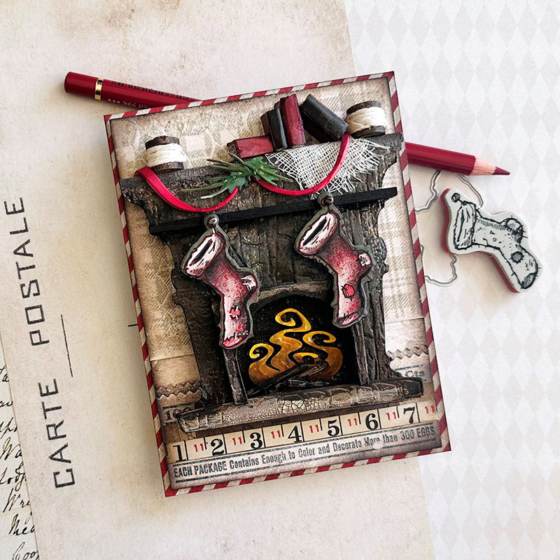 Tim Holtz Tattered Christmas Stamps with Simon Says Stamp Dies Bundle settc25 Christmas Card