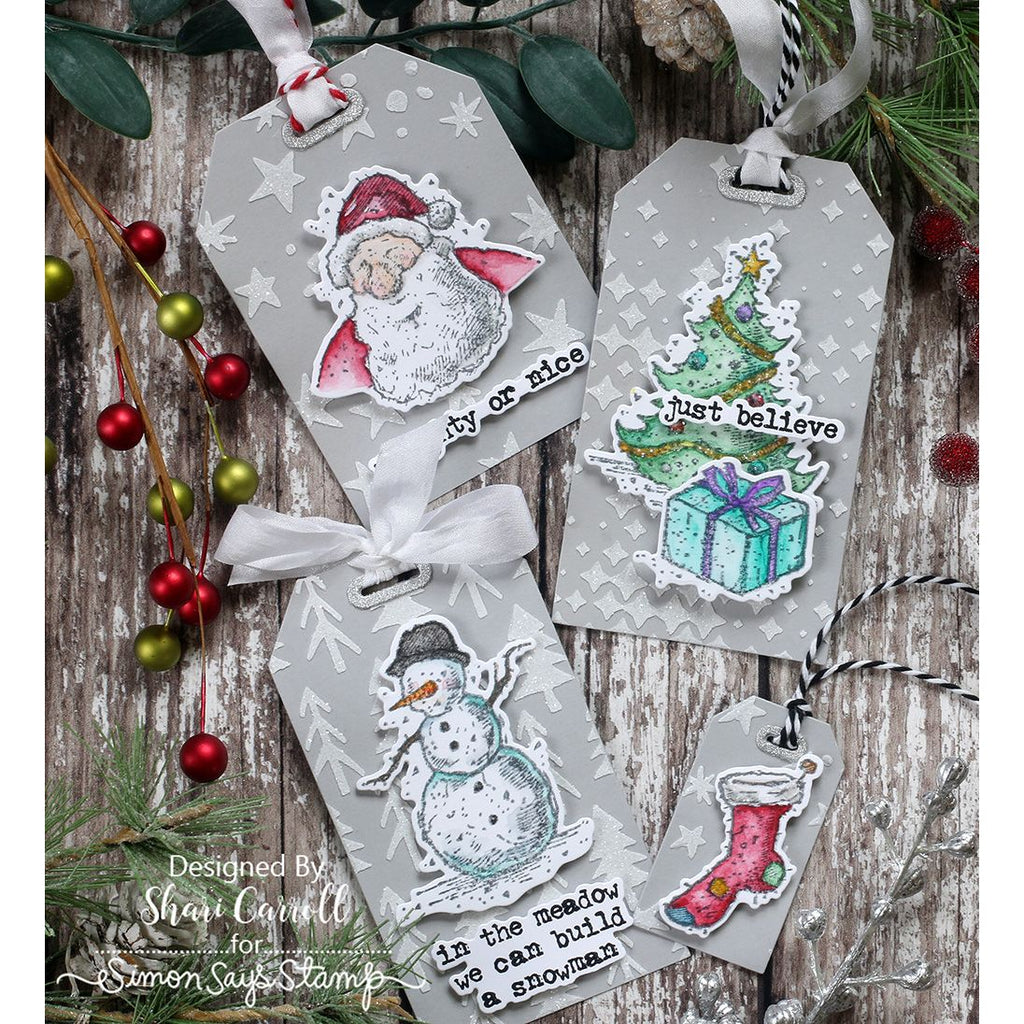 Tim Holtz Tattered Christmas Stamps with Simon Says Stamp Dies Bundle settc25 Christmas Tags