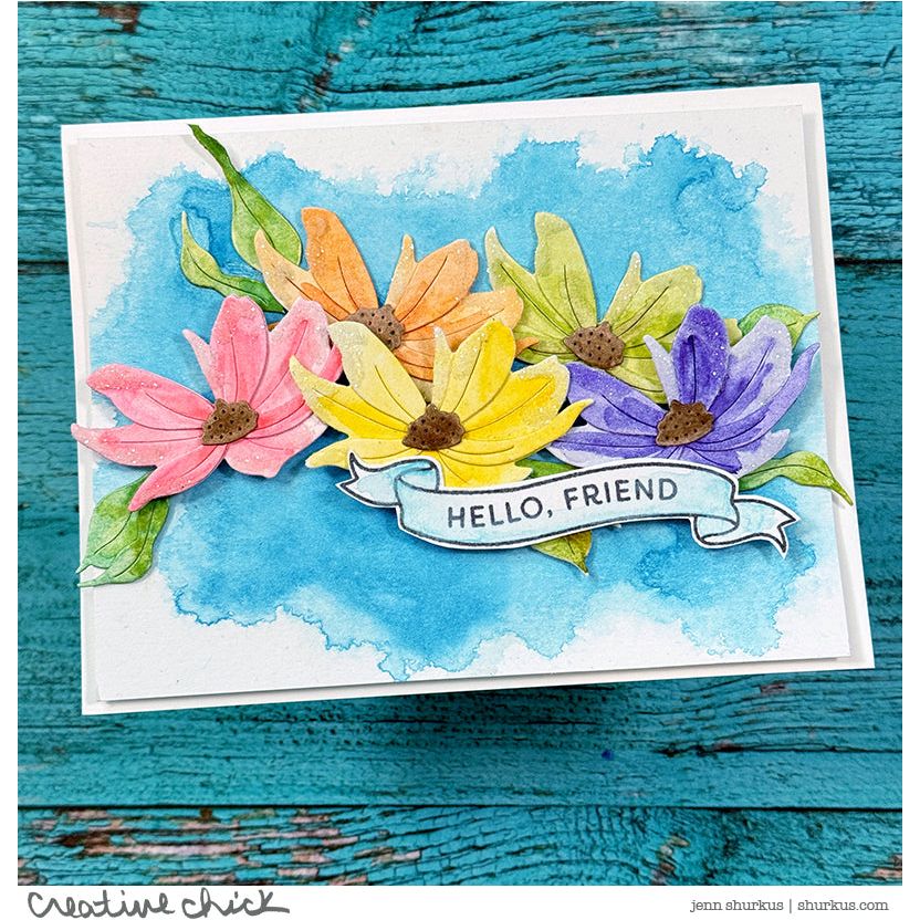 Simon Says Stamp Tattered Daisy Wafer Die s989 Moments in Time Hello Card | color-code:ALT11