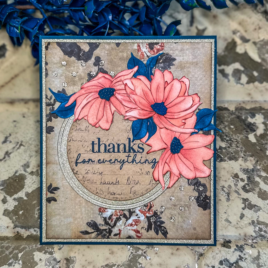 Simon Says Stamp Tattered Daisy Wafer Die s989 Moments in Time Thanks Card