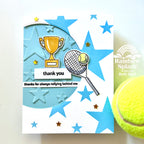 Rainbow Splash Stencil Tennis rss111c Thanks Card