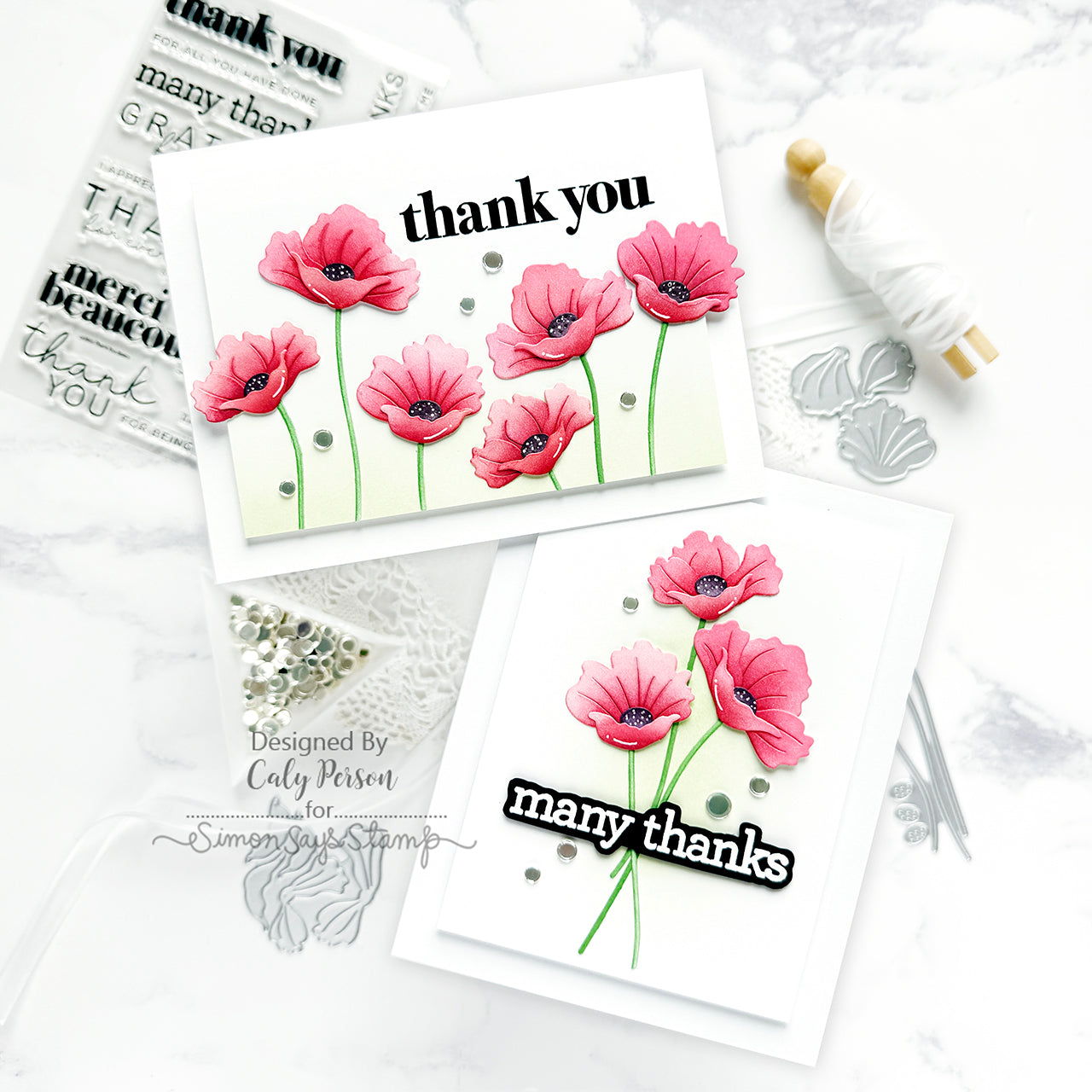CZ Design Clear Stamps Thank You Basics cz393c Rain or Shine Thank You Cards | color-code:ALT05