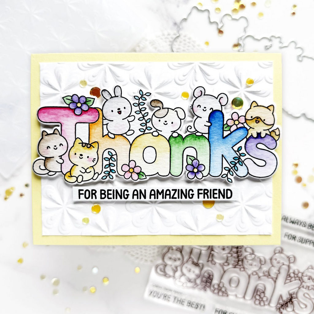 Simon Says Stamp Set of 2 Stencils and Coordinating Masks Thanks Always 1079stc Thanks Card | color-code:ALT01