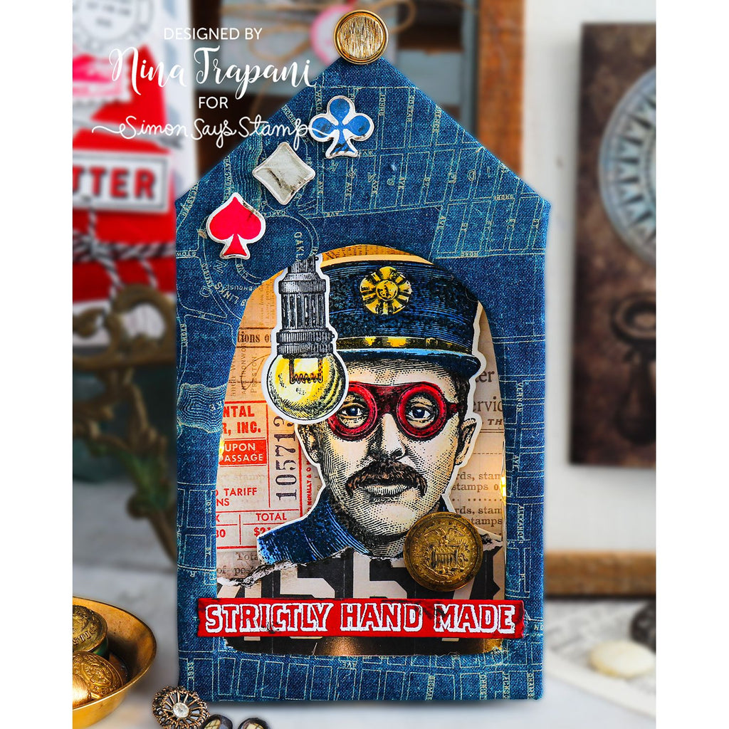 Tim Holtz The Inspector Stamps with Simon Says Stamp Dies Bundle setbz24 setin26 Steam Punk Tag | color-code:ALT04