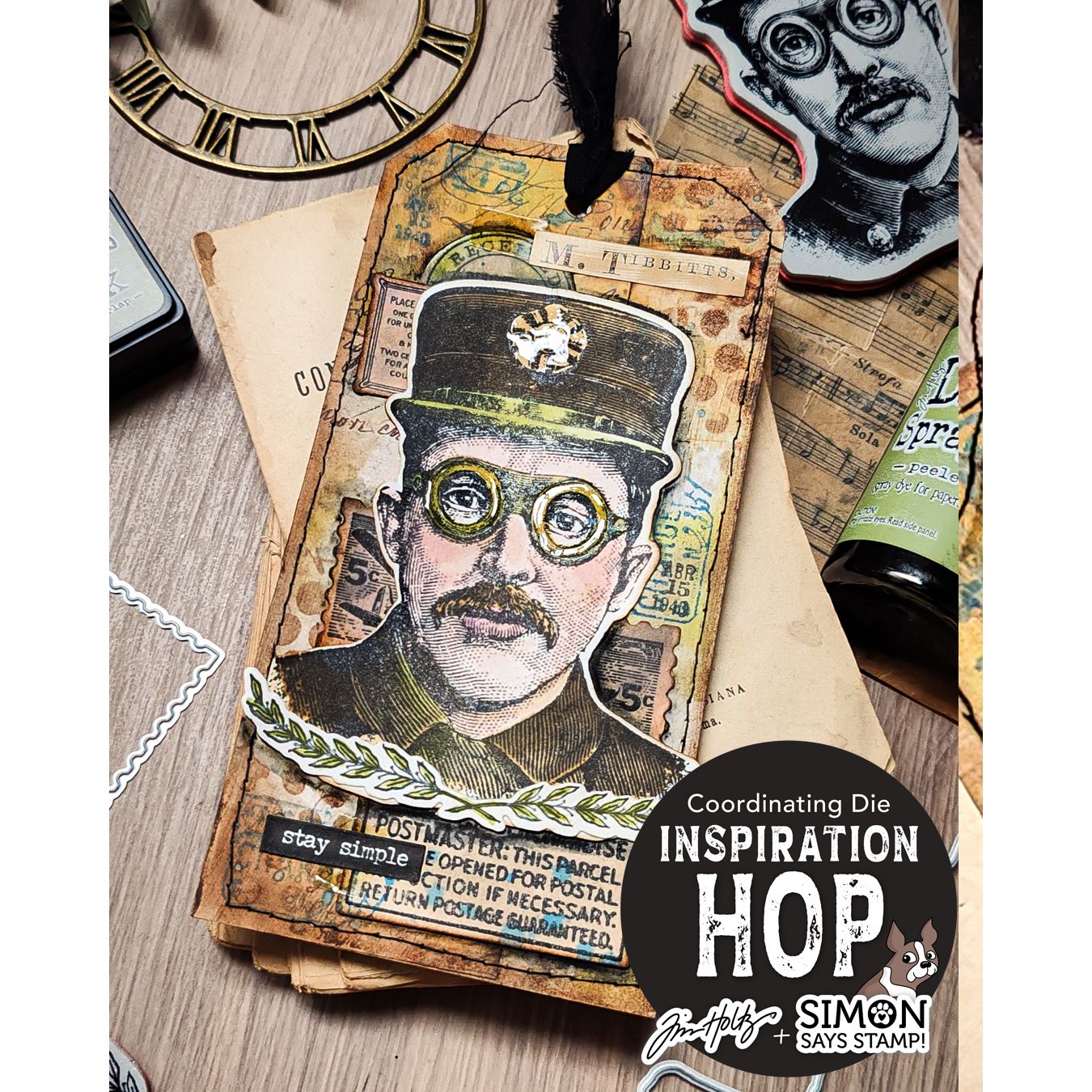 Simon Says Stamp The Inspector Wafer Dies 465sss Steam Punk Tag
