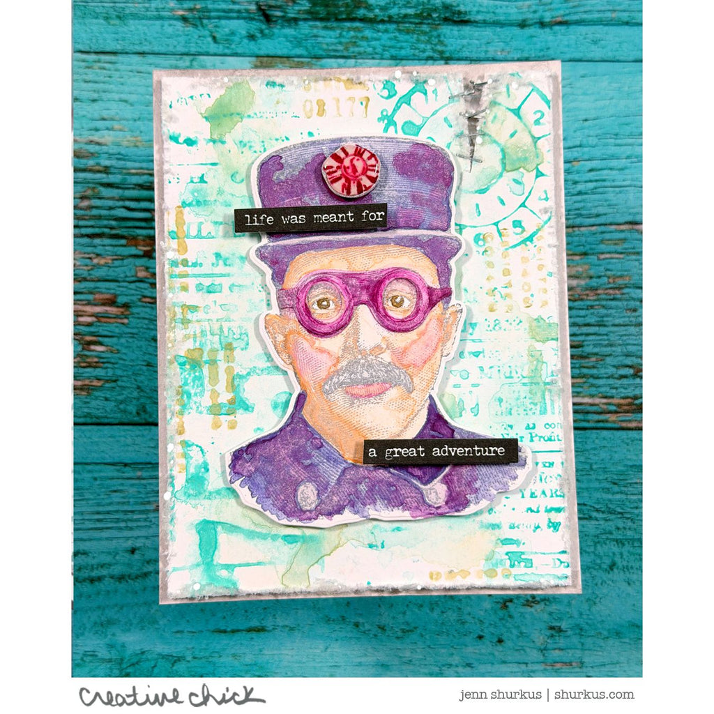 Tim Holtz The Inspector Stamps with Simon Says Stamp Dies Bundle setbz24 setin26 Steam Punk Card | color-code:ALT03