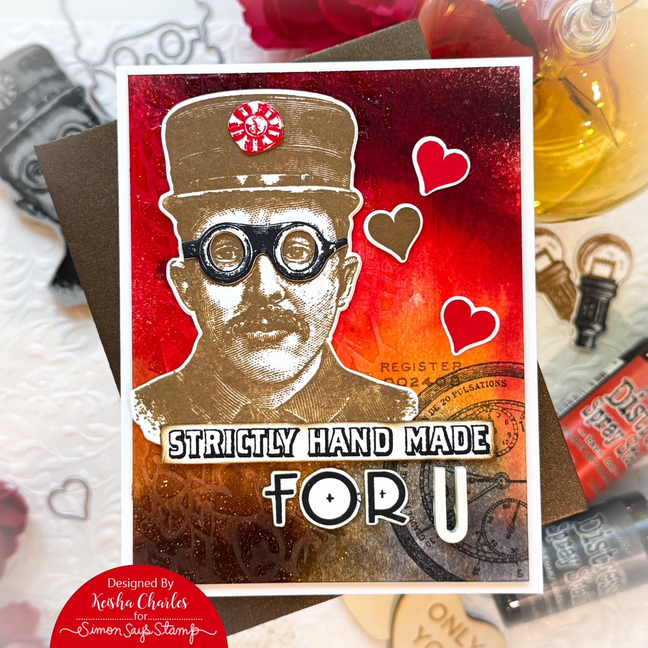 Tim Holtz The Inspector Stamps with Simon Says Stamp Dies Bundle setbz24 setin26 Steam Punk Card