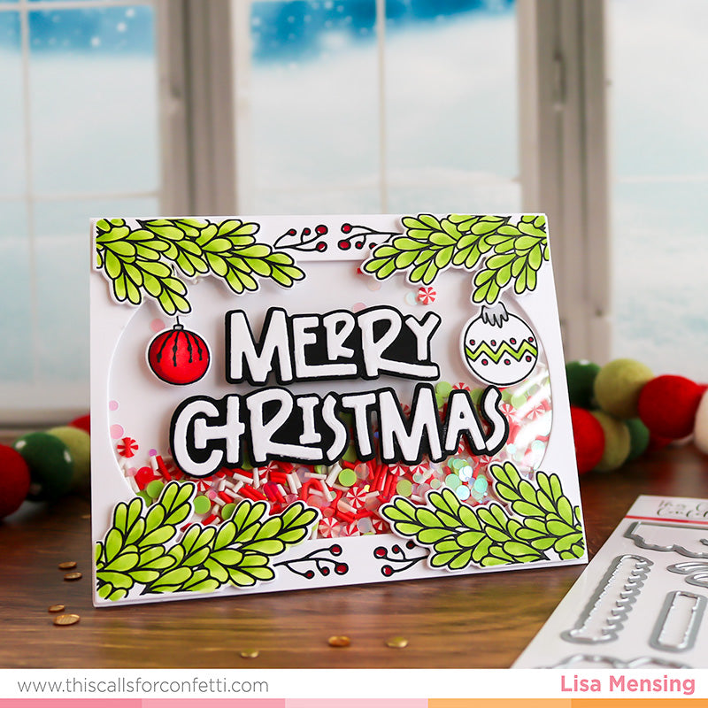 This Calls For Confetti Boughs Of Holly Clear Stamps shaker card