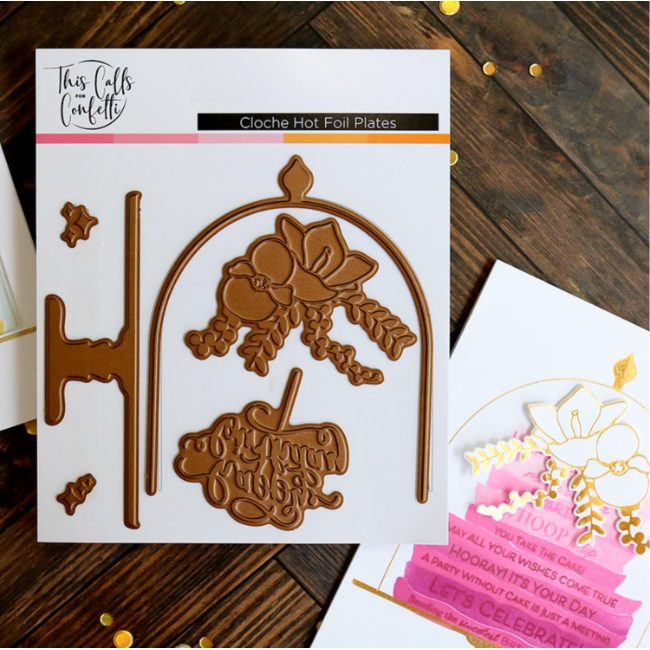 This Calls For Confetti Cloche Hot Floil Plates and Outline Dies product image 2