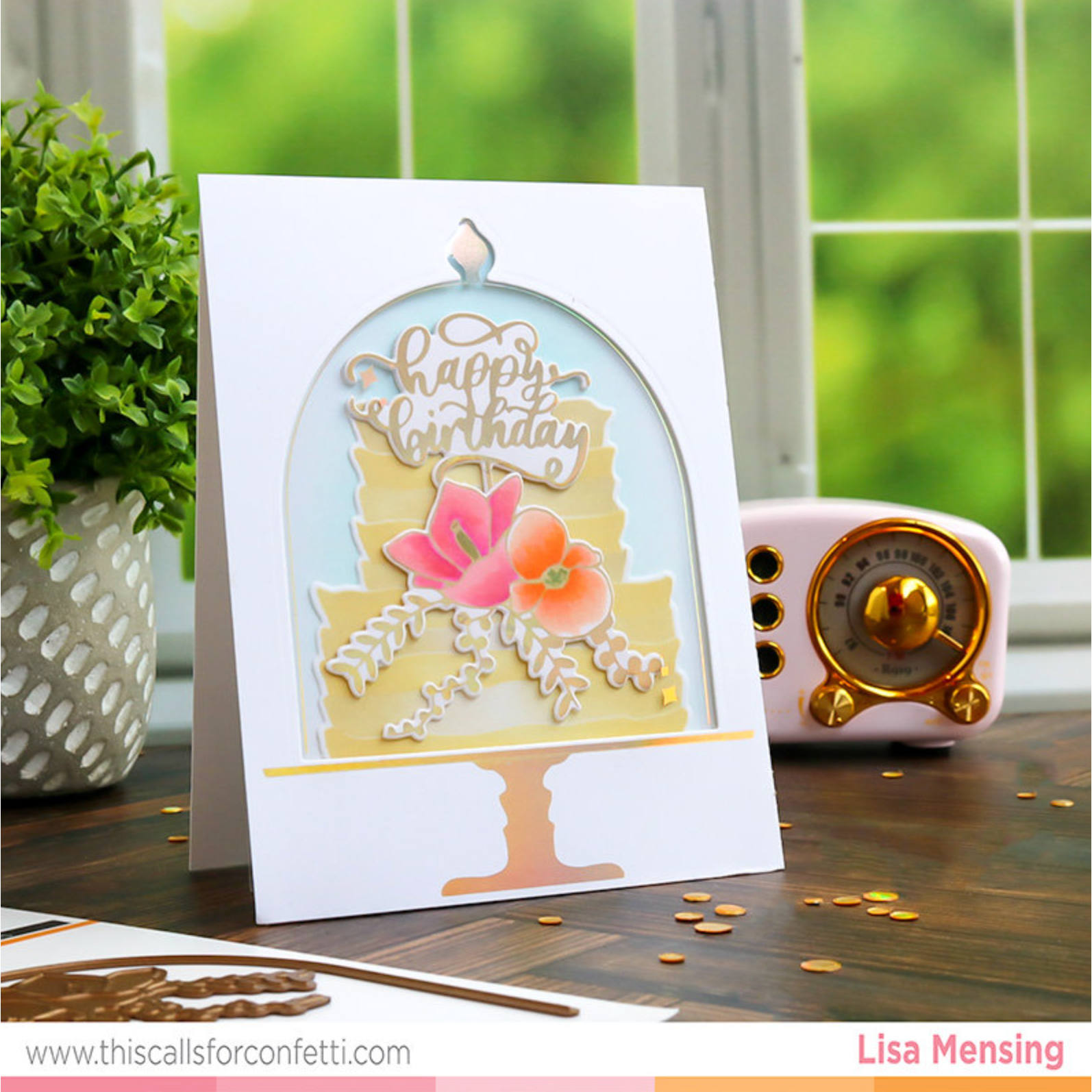 This Calls For Confetti Cloche Hot Foil Plates happy birthday
