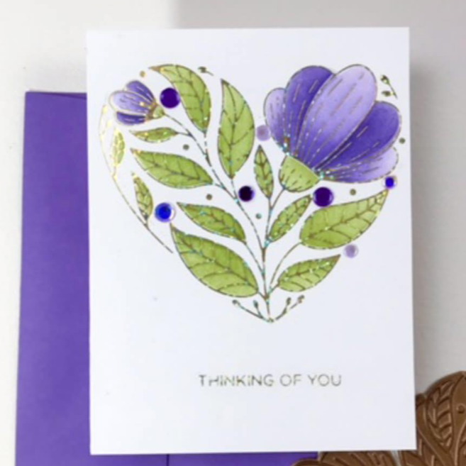 This Calls For Confetti Heart Bloom Hot Foil Plates thinking of you