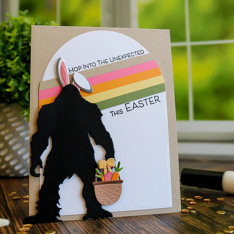 This Calls For Confetti Hop Into The Unexpected Clear Stamps bigfoot with bunny ears