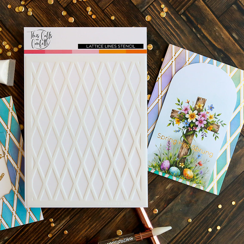 This Calls For Confetti Lattice Lines Stencil