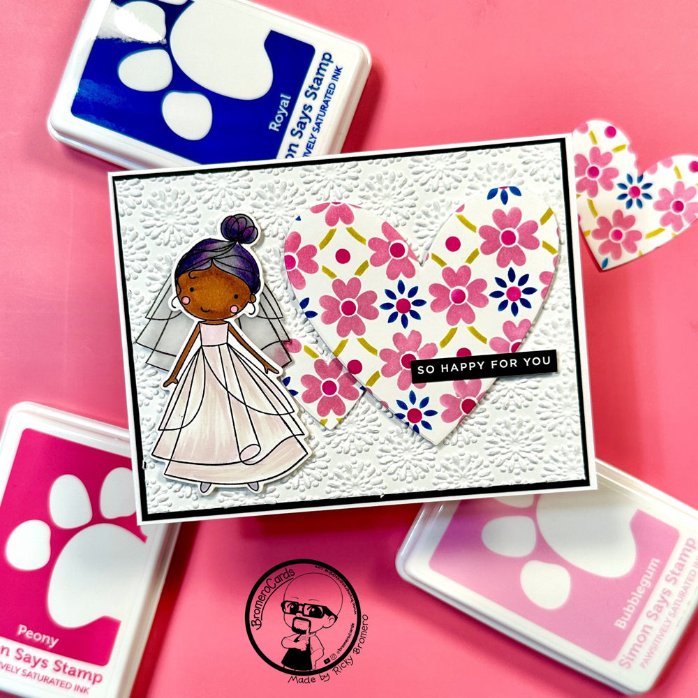 Simon Says Stamp Stencils Tiled Posy 1019st Celebrate Engagement Card