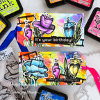 Tim Holtz Distress Picked Raspberry Ink Pad And Reinker Bundle Ranger Rainbow Tags | color-code:ALT03