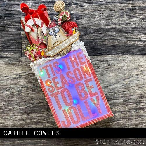 Tim Holtz Clear Stamps and Stencil Bold Tidings, Peppermint, Pinecones thmm179 cute cat