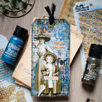 Tim Holtz Clear Stamps and Stencil Noble Gent, Halftone and Digits thmm118 blue background | color-code:ALT01