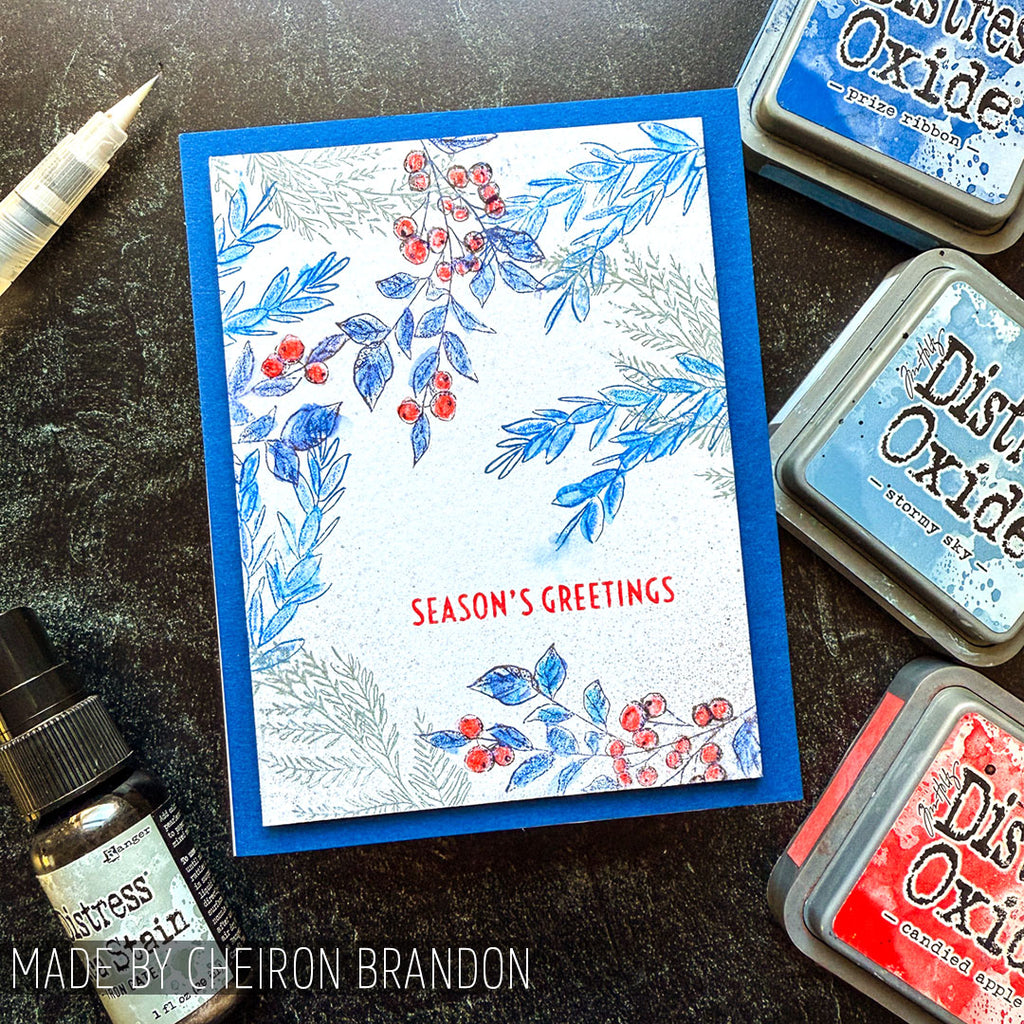 Tim Holtz Clear Stamps and Stencil Sketch Greenery, Plaid and Nordic thmm132 berries