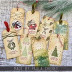 Tim Holtz Clear Stamps and Stencils Darling Christmas, Polkadot, Nordic thmm174 tags